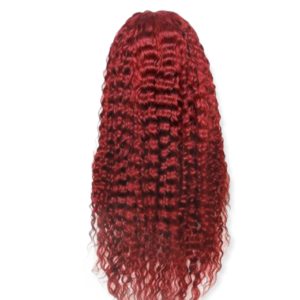 RED OR BURGUNDY CURLY TEXTURE LACE FRONTAL WIG