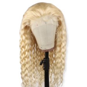 PLATINUM BLONDE 13x4 CURLY TEXTURES LACE FRONTAL WIG
