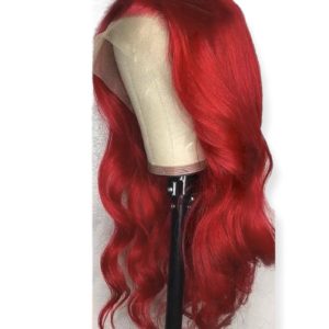 RED OR BURGUNDY BODY WAVE LACE FRONTAL WIG