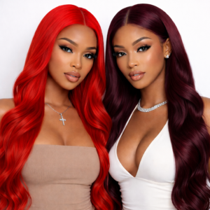 RED OR BURGUNDY BODY WAVE LACE FRONTAL WIG