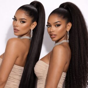 KINKY STRAIGHT & YAKI STRAIGHT CLIP IN PONYTAIL